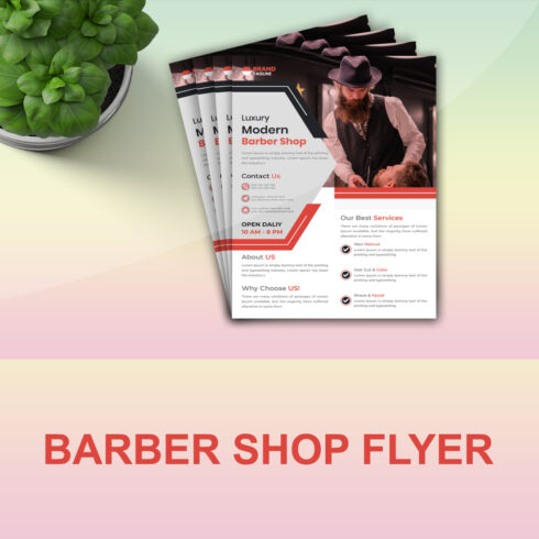 Modern Barbershop Business flyer template beauty salon Poster Design cover image.