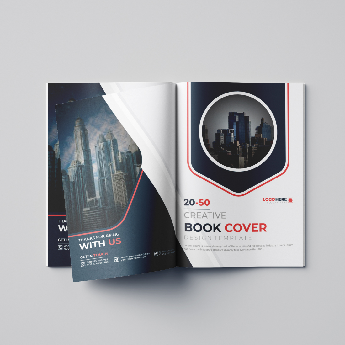 annual report front and back pages Company profile brochure template preview image.