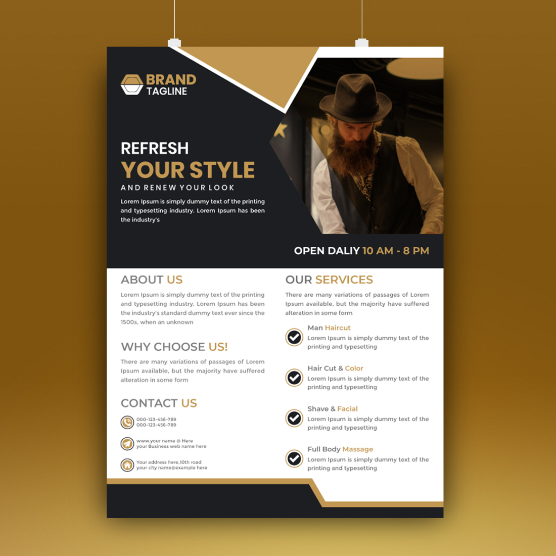 Modern Barbershop Business flyer template beauty salon Poster Design preview image.