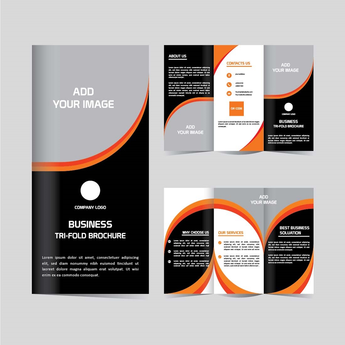 Modern Business Tri fold brochure design template editable cover image.