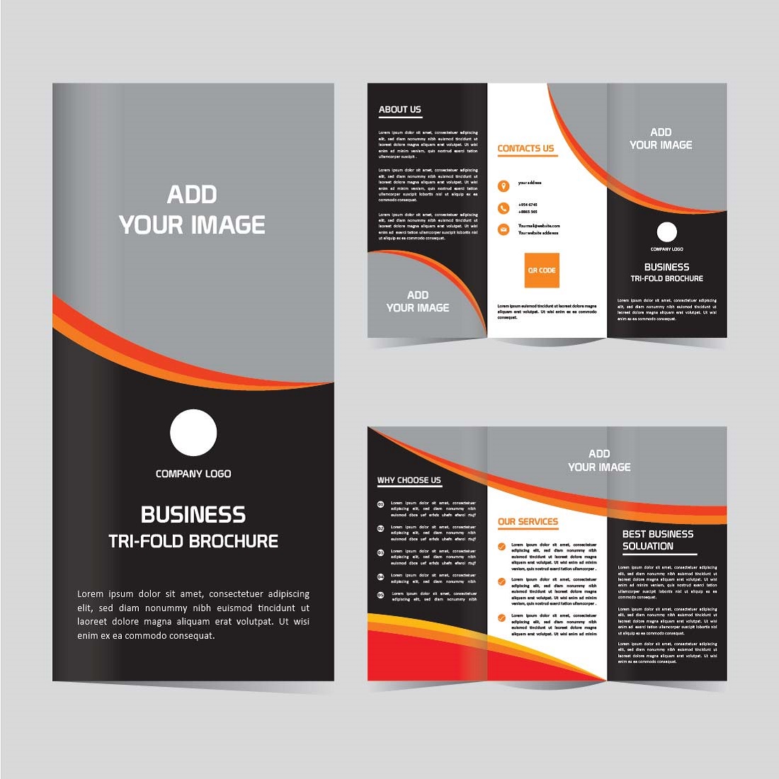 Modern Business Tri fold brochure design template editable and resizable cover image.