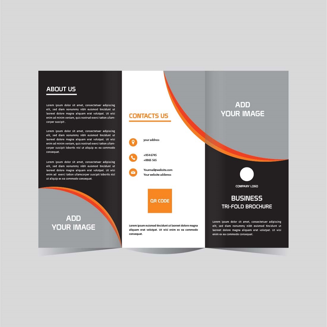 Modern Business Tri fold brochure design template editable and resizable preview image.