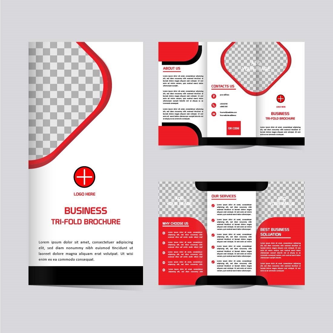 Modern Business Tri fold brochure template cover image.