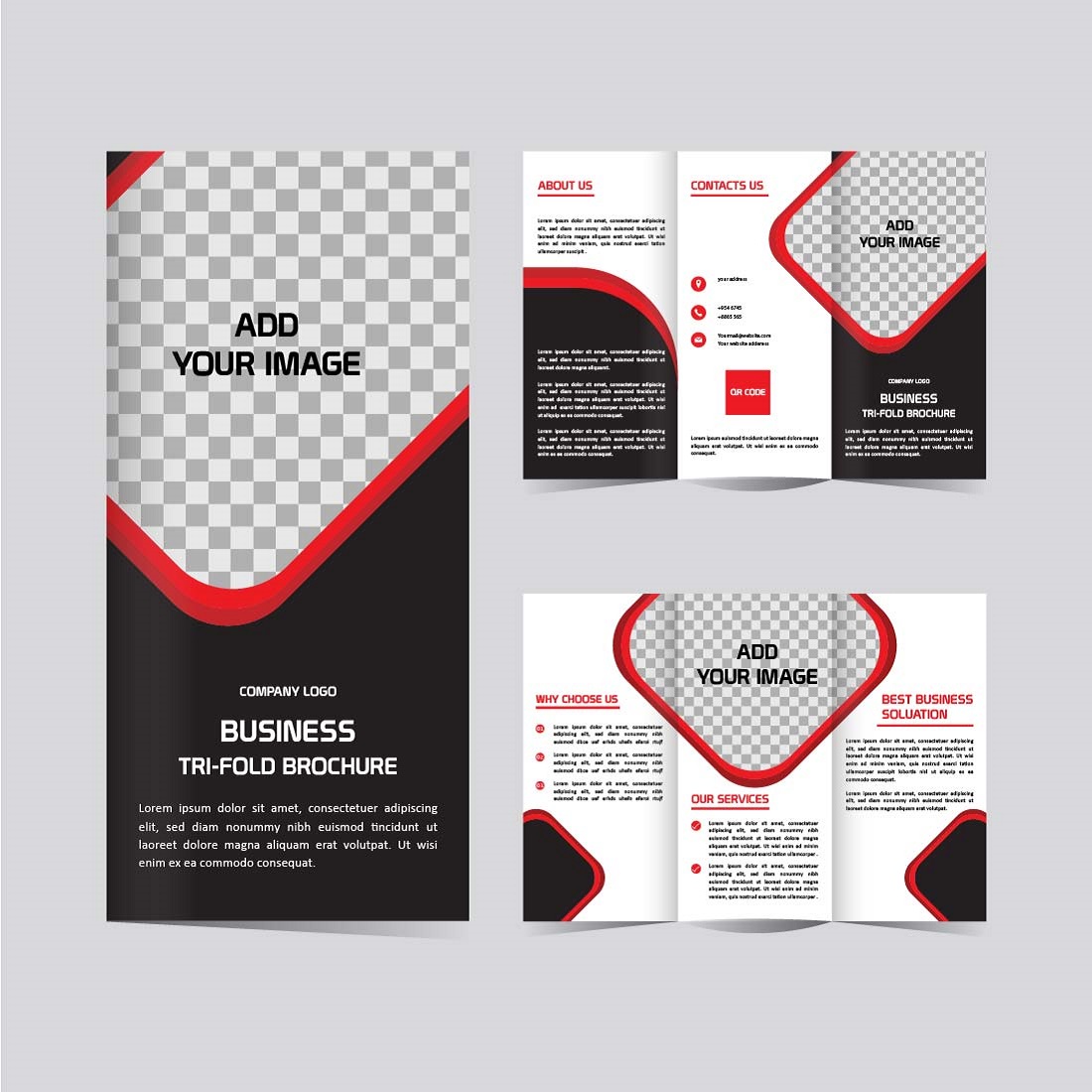 Modern Business Tri fold brochure template design cover image.