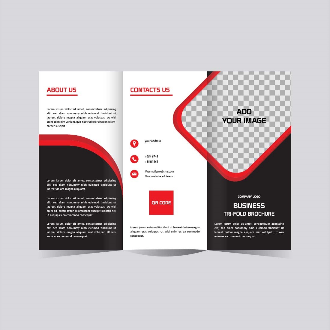 Modern Business Tri fold brochure template design preview image.