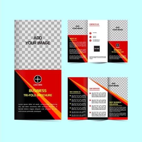 Modern Tri fold Business brochure design template cover image.