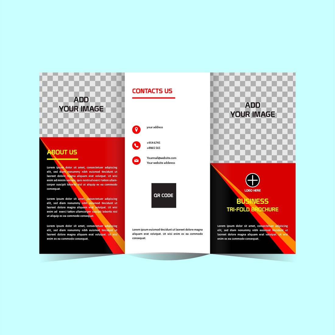 Modern Tri fold Business brochure design template preview image.