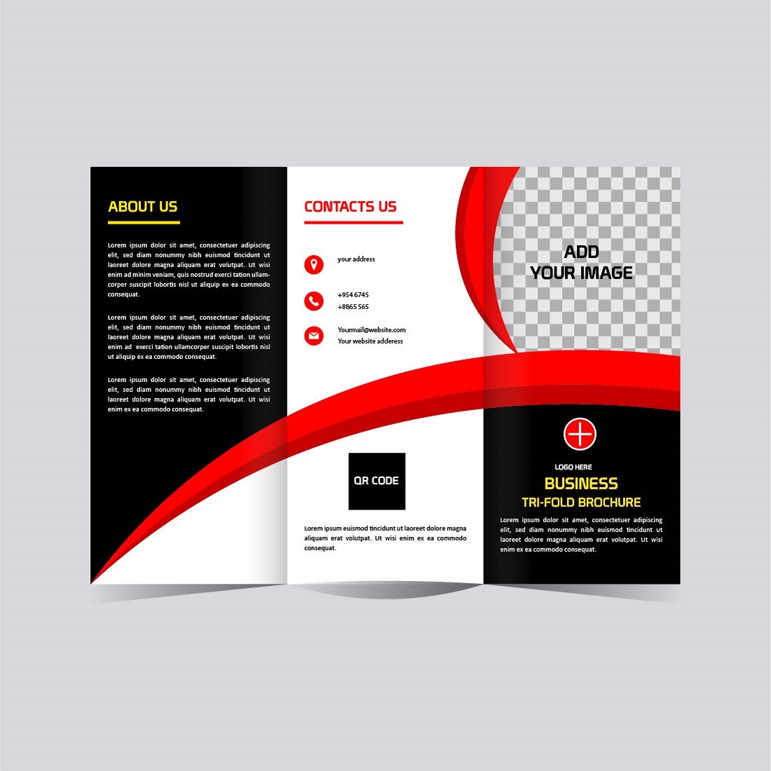 Modern Tri fold Business brochure design template editable and resizable preview image.