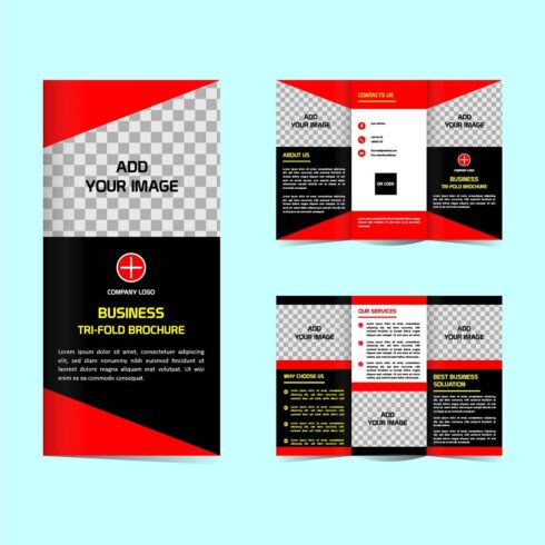 Modern Tri fold Business brochure template design cover image.