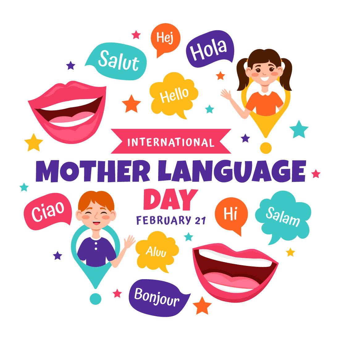 12 International Mother Language Day Illustration cover image.