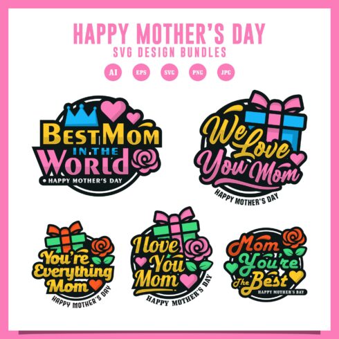Mother's Day badge stamps vector design collection - $8 cover image.