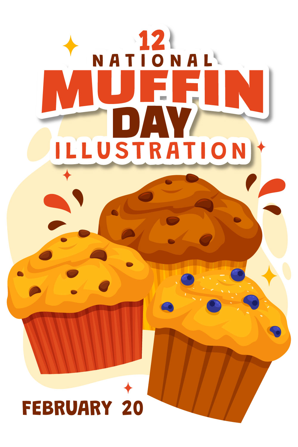 12 National Muffin Day Illustration pinterest preview image.