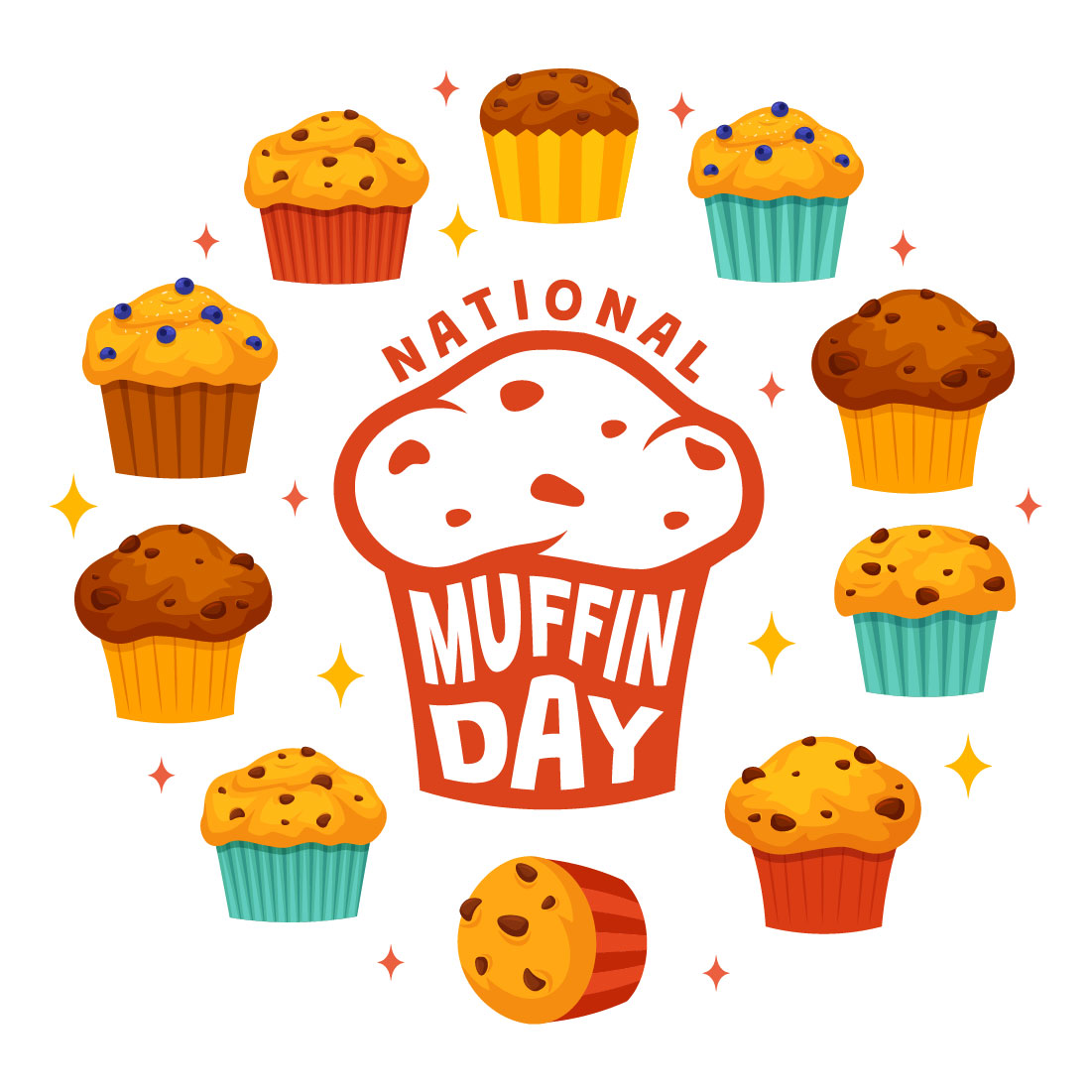 12 National Muffin Day Illustration preview image.