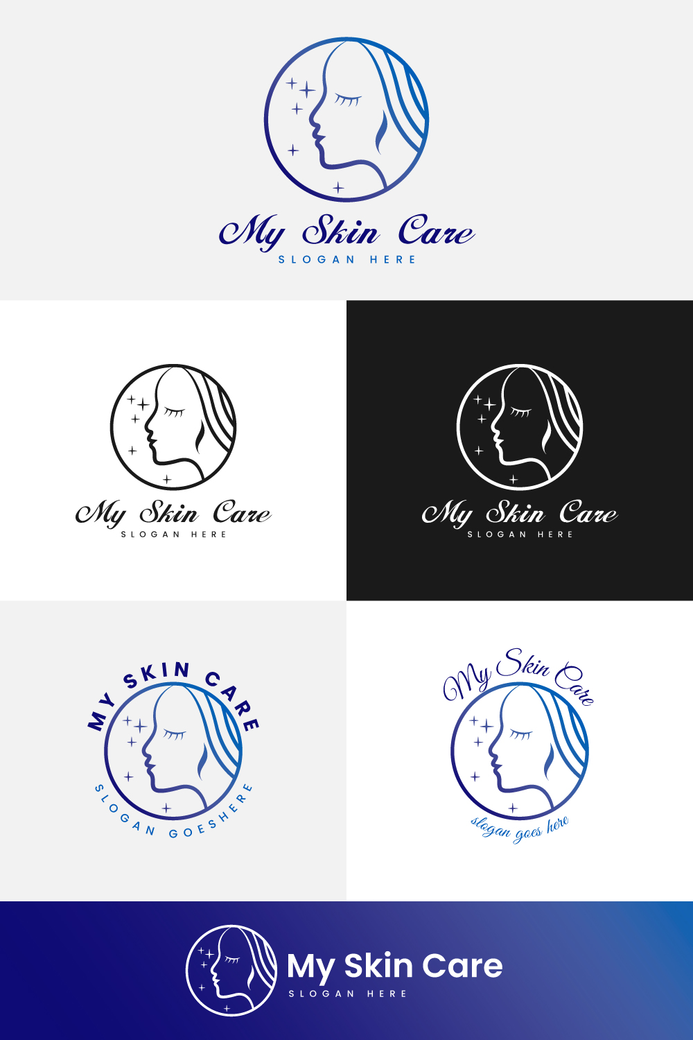 Skin Care Feminine Logo Design Bundle pinterest preview image.
