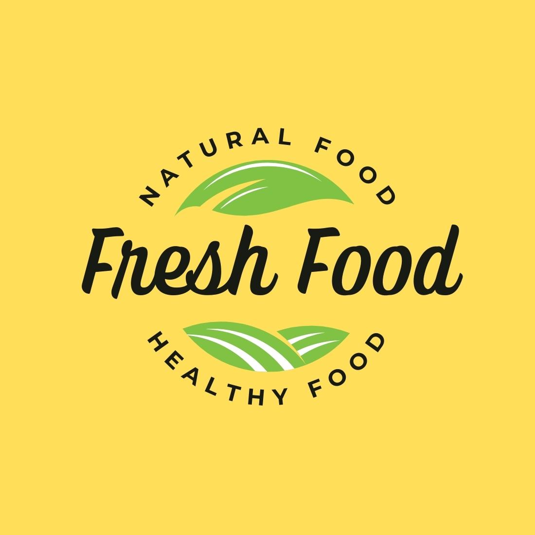 Natural Fresh Food Logo Template preview image.