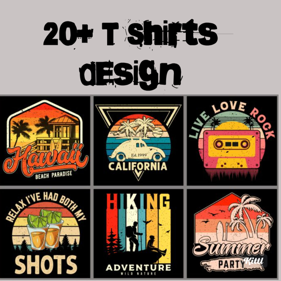 20 vintage T Shirts designs preview image.
