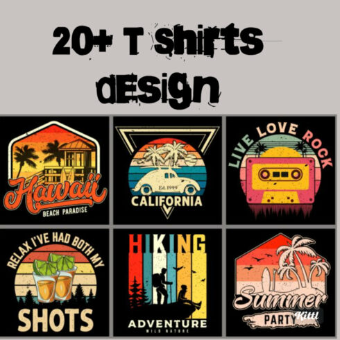 20 vintage T Shirts designs cover image.