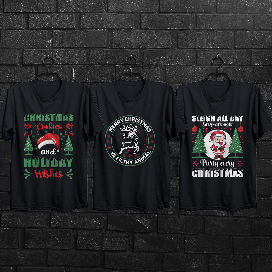 Christmas T-shirt Design Bundle cover image.