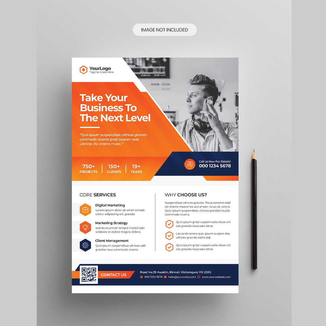 Orange color scheme creative corporate business flyer template premium psd preview image.
