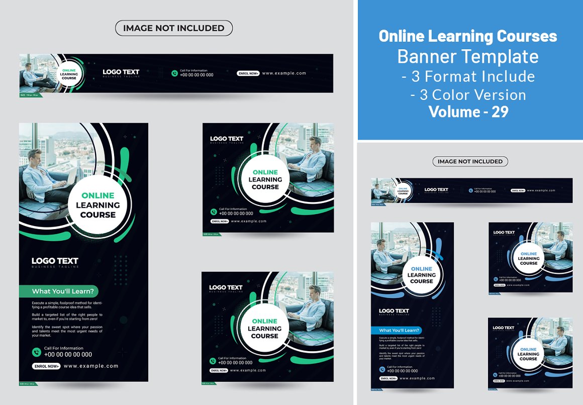 online learning courses banner template 193