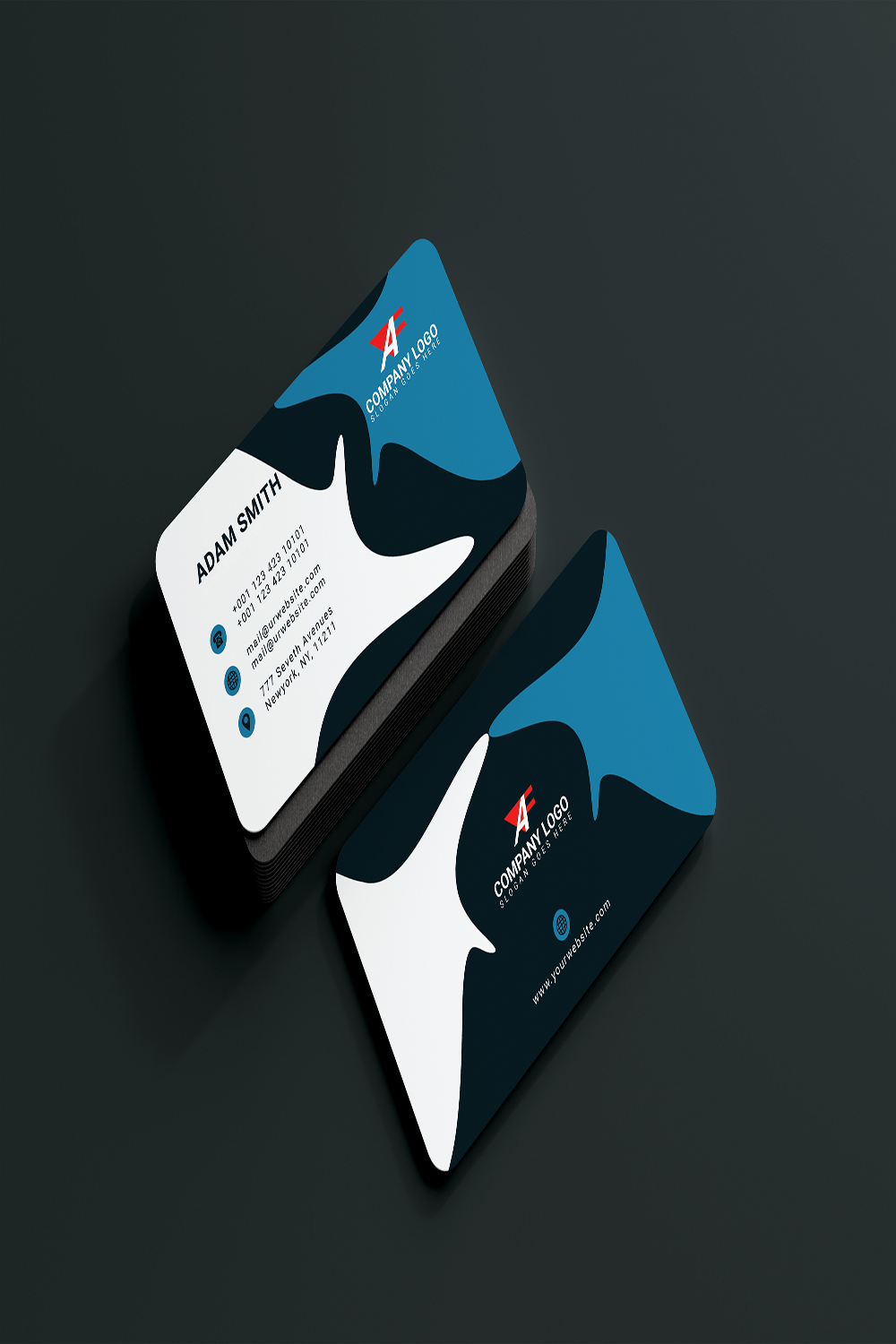 Stylish Business Card 4 Color Variation In One Pack 2024 pinterest preview image.