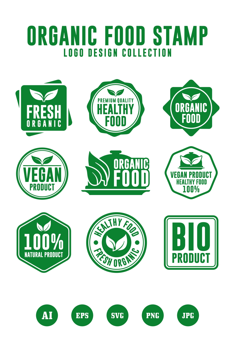 Orgainc food logo design collection - $4 pinterest preview image.