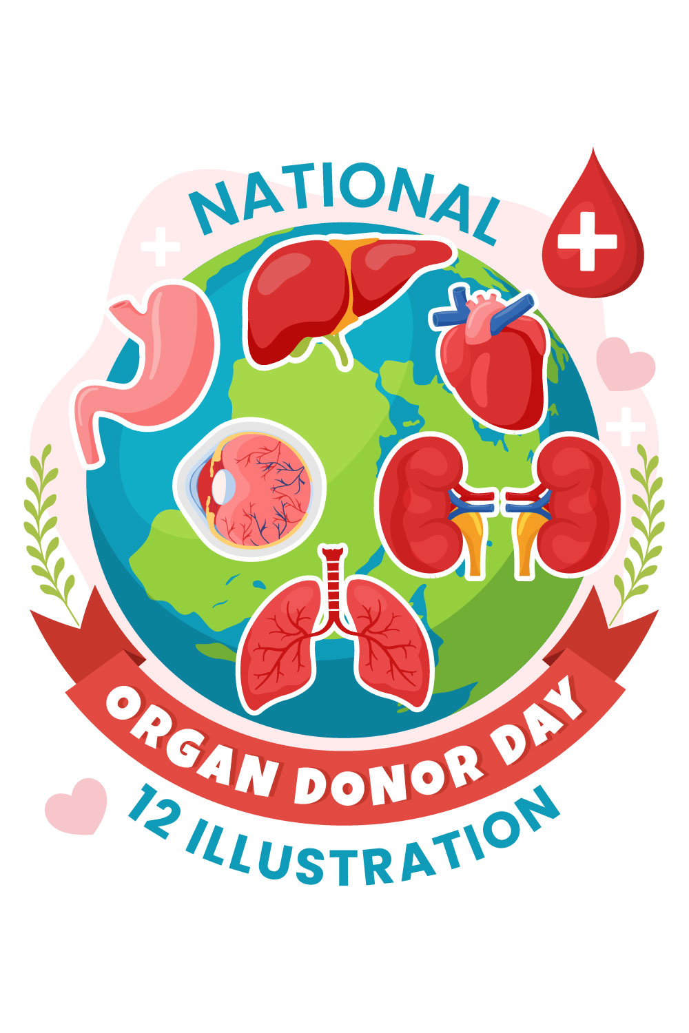 12 National Organ Donor Day Illustration pinterest preview image.