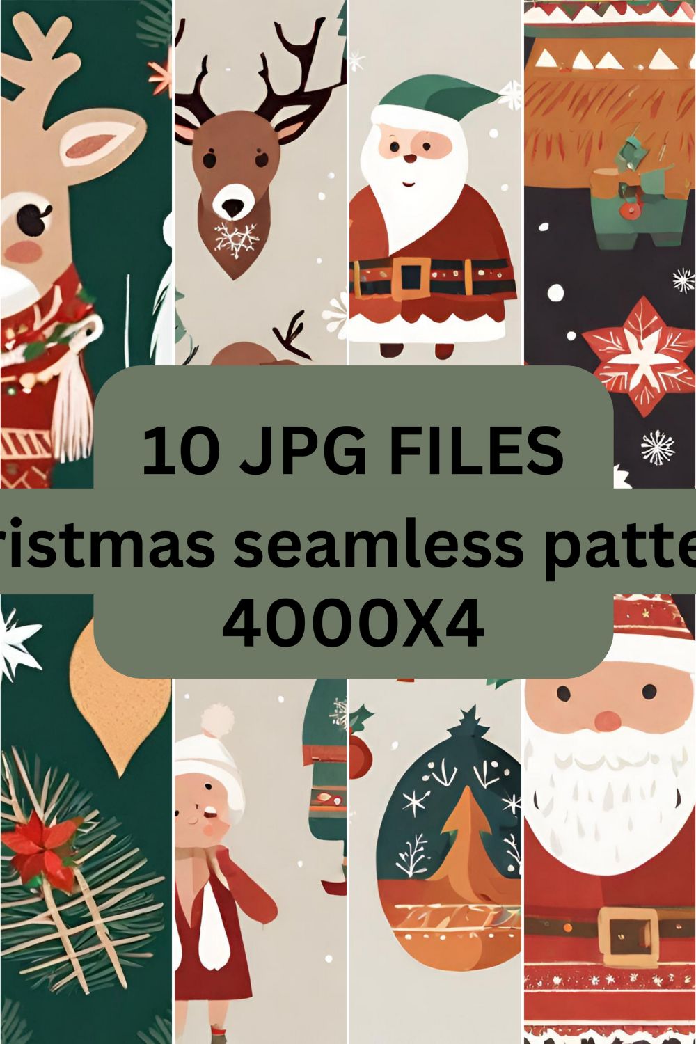 Christmas Seamless Patters pinterest preview image.