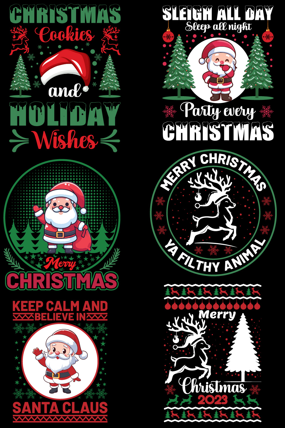 Christmas T-shirt Design Bundle pinterest preview image.