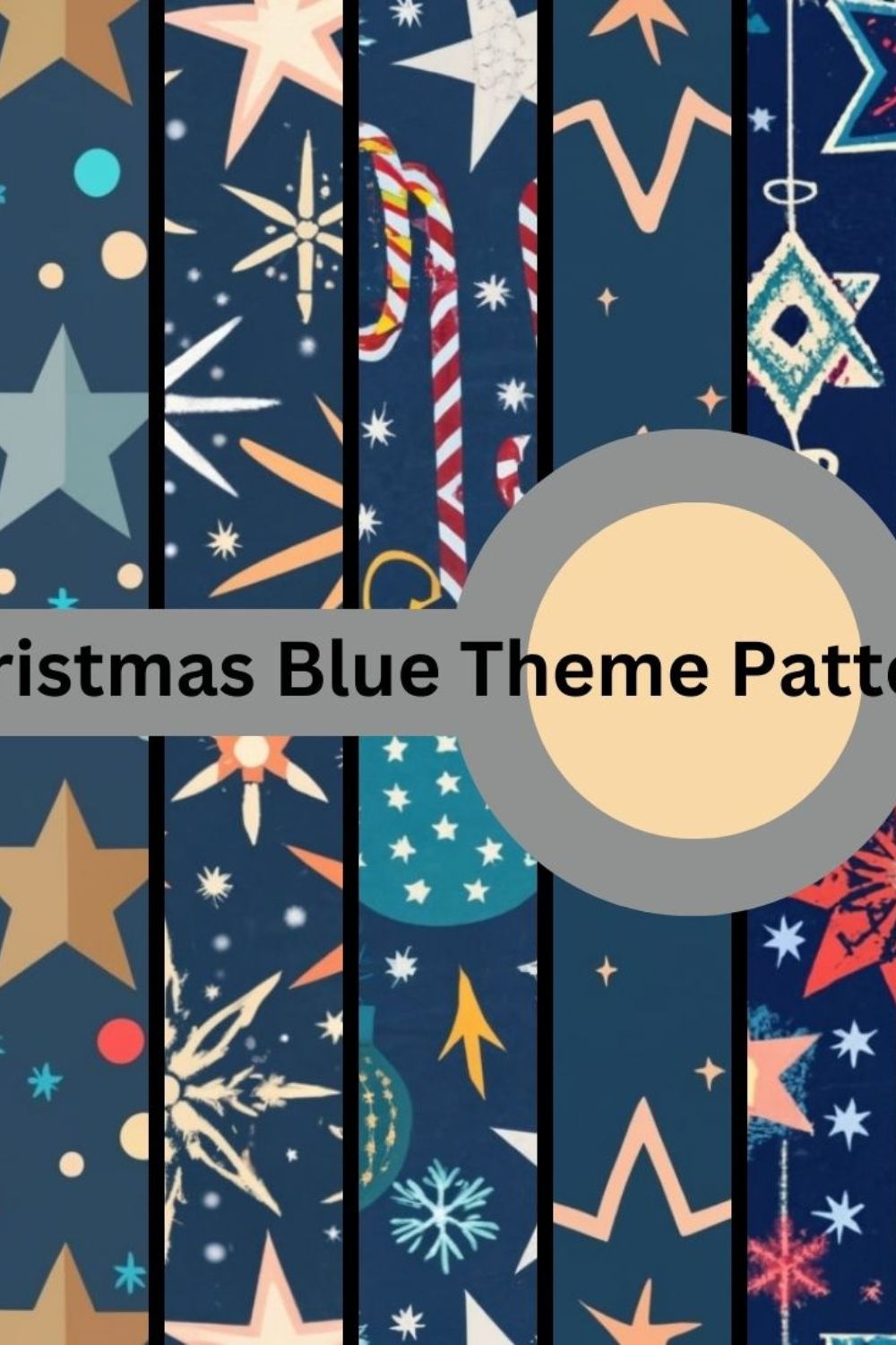 Christmas Blue Theme Texture seamless Pattern pinterest preview image.