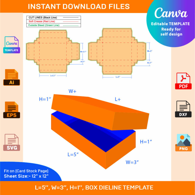 Packaging Box, Rectangl Box, Shoe Box, Dieline Template - MasterBundles