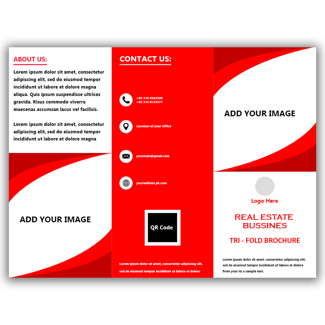Real Estate Tri Fold Brochure Template Design preview image.