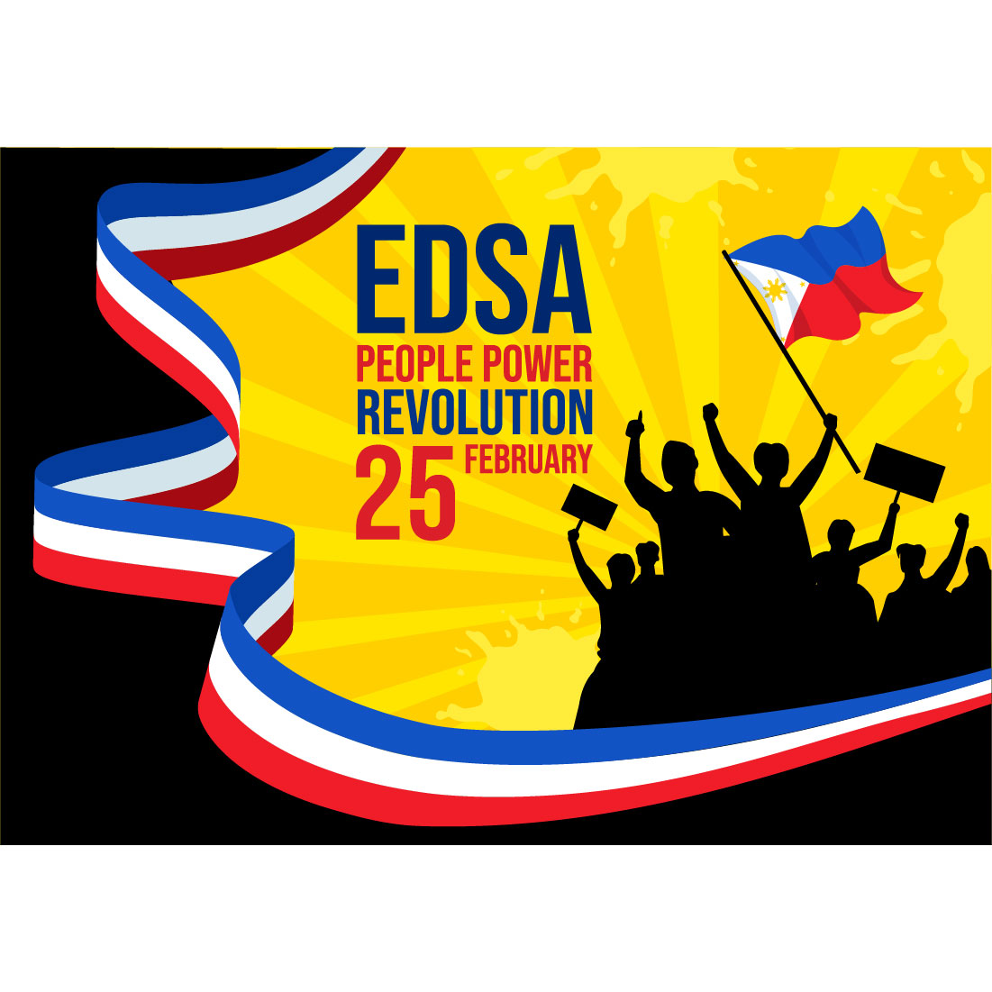 12 Edsa People Power Revolution Anniversary of Philippine Illustration preview image.