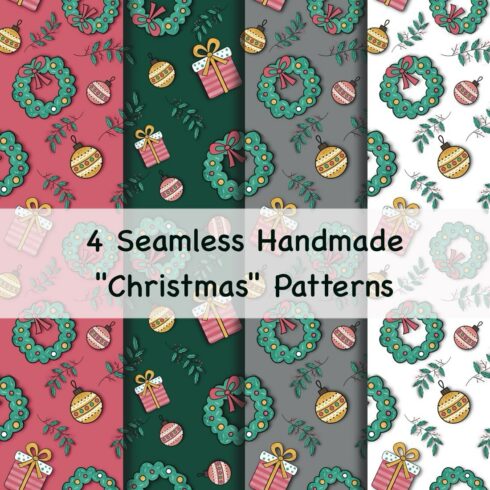 4 Seamless Handmade Christmas Patterns cover image.