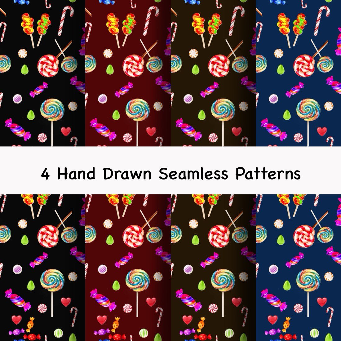 4 Hand Drawn Seamles Patttrns Candy sweets sweet pinterest preview image.