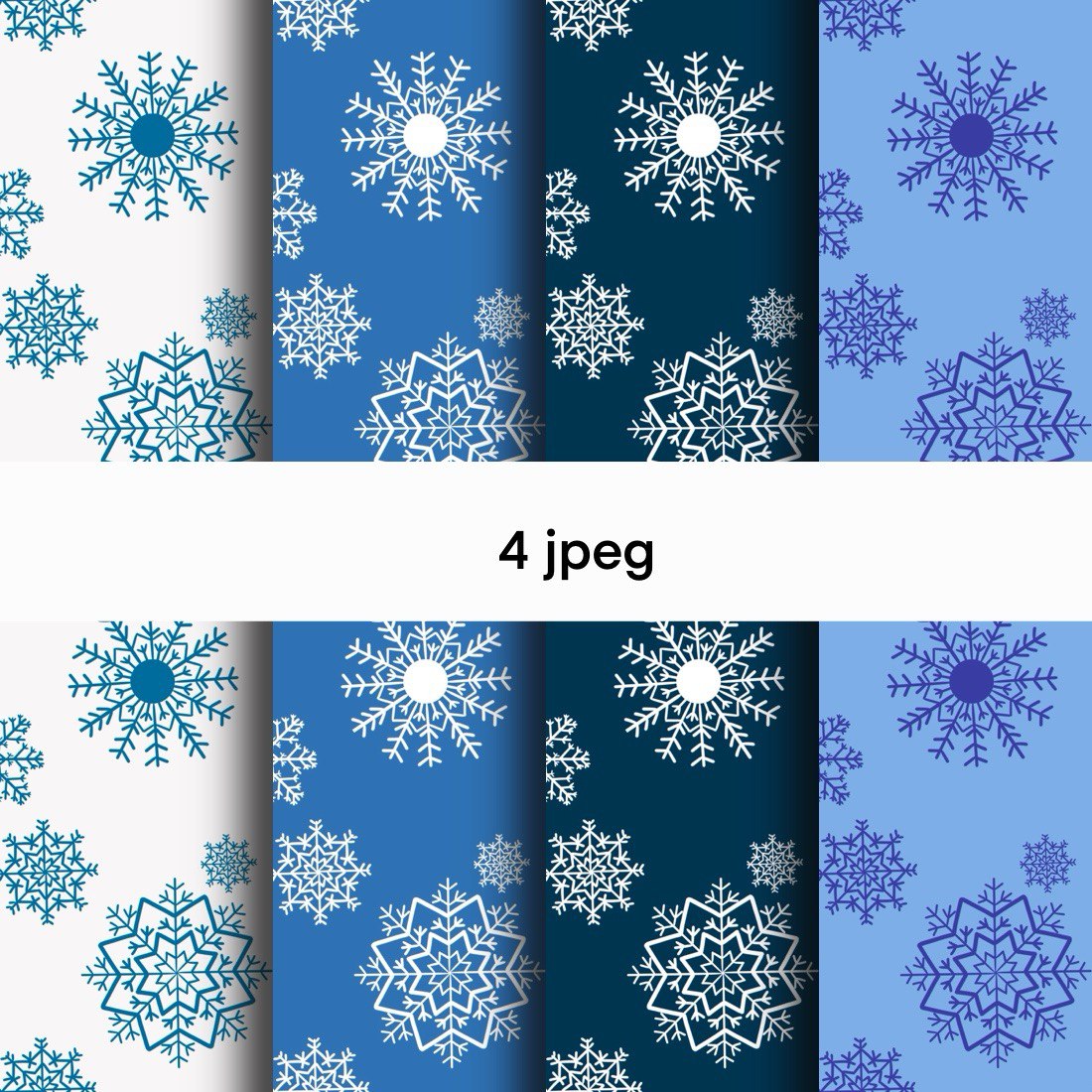 4 hand drawn seamless patterns Snowflakеs 2 winter preview image.