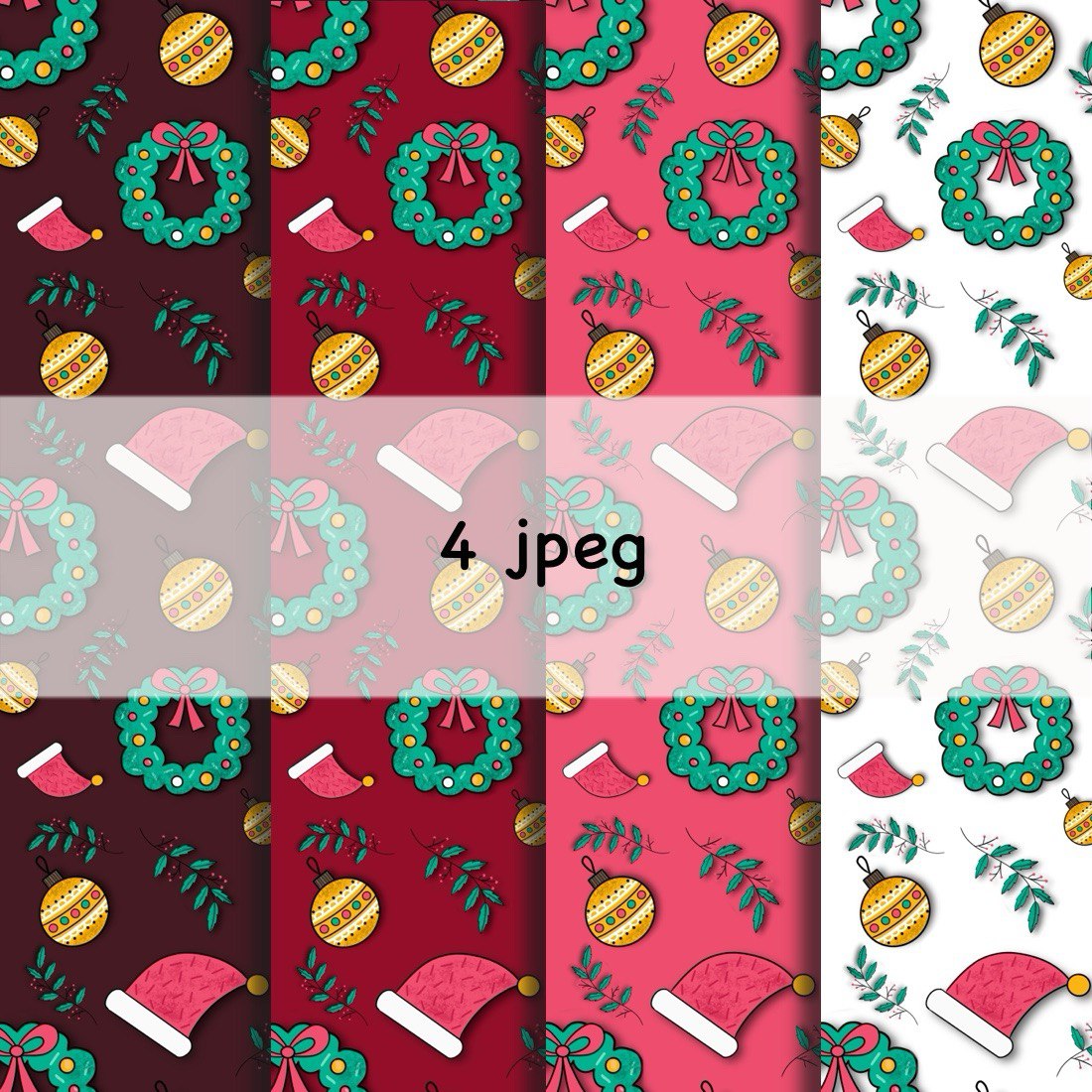 4 Hand Drawn Seamless NEW YEAR 2 Patterns Christmas preview image.
