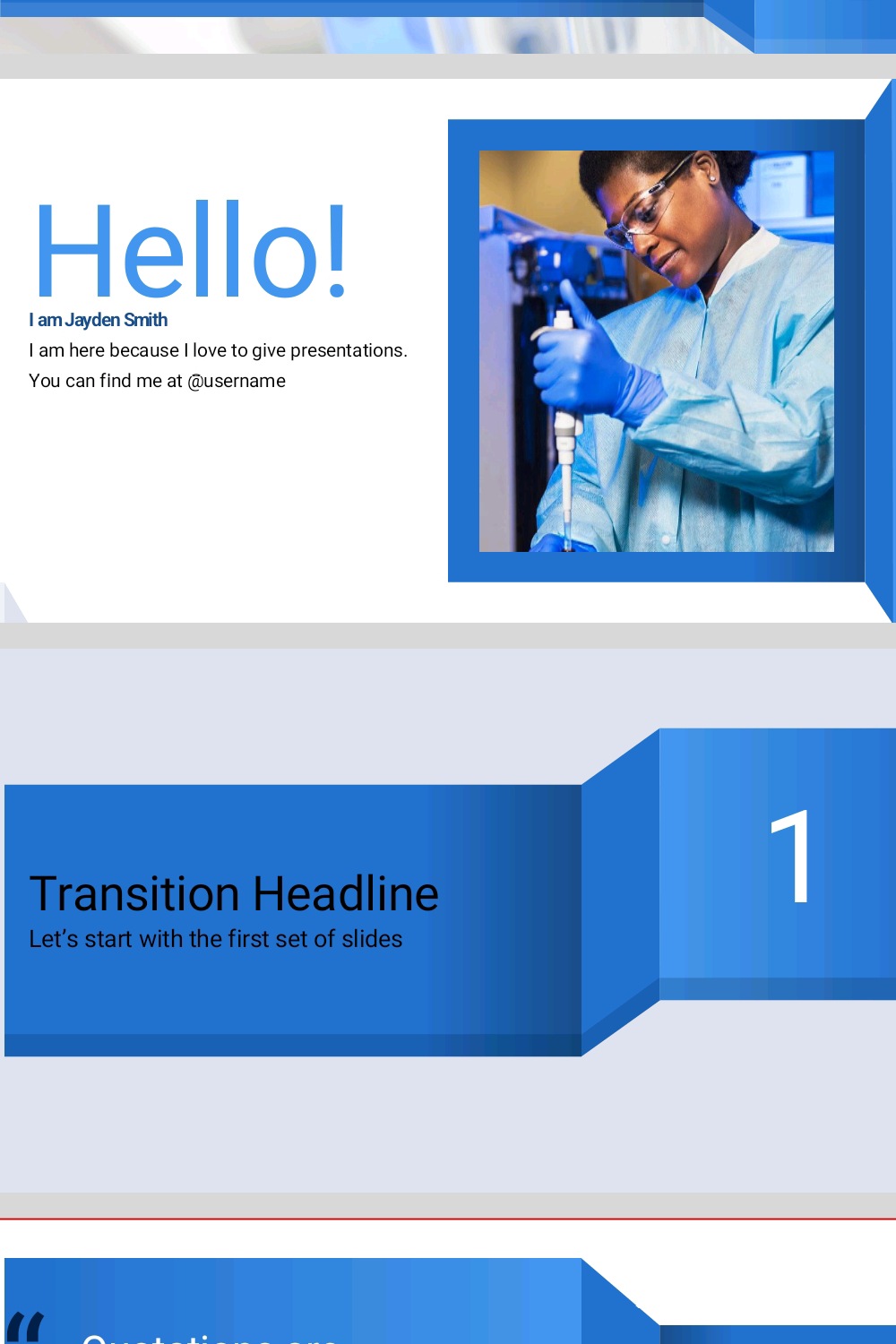 Blue medical presentation power point template pinterest preview image.