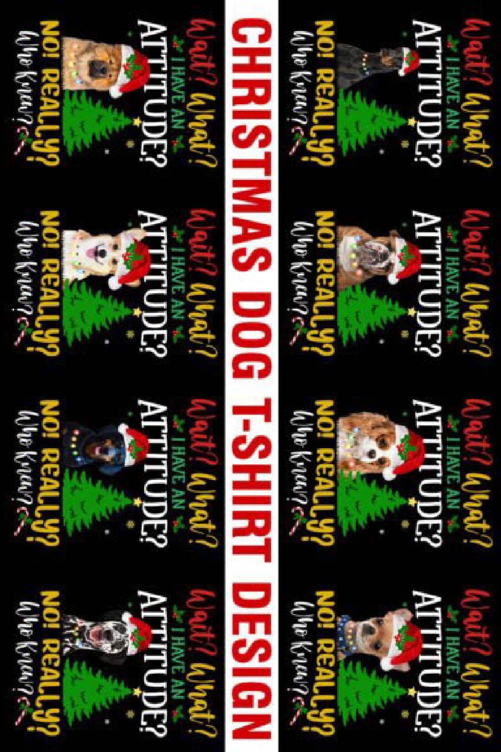 Christmas Dog T-shirt Design Bundle pinterest preview image.