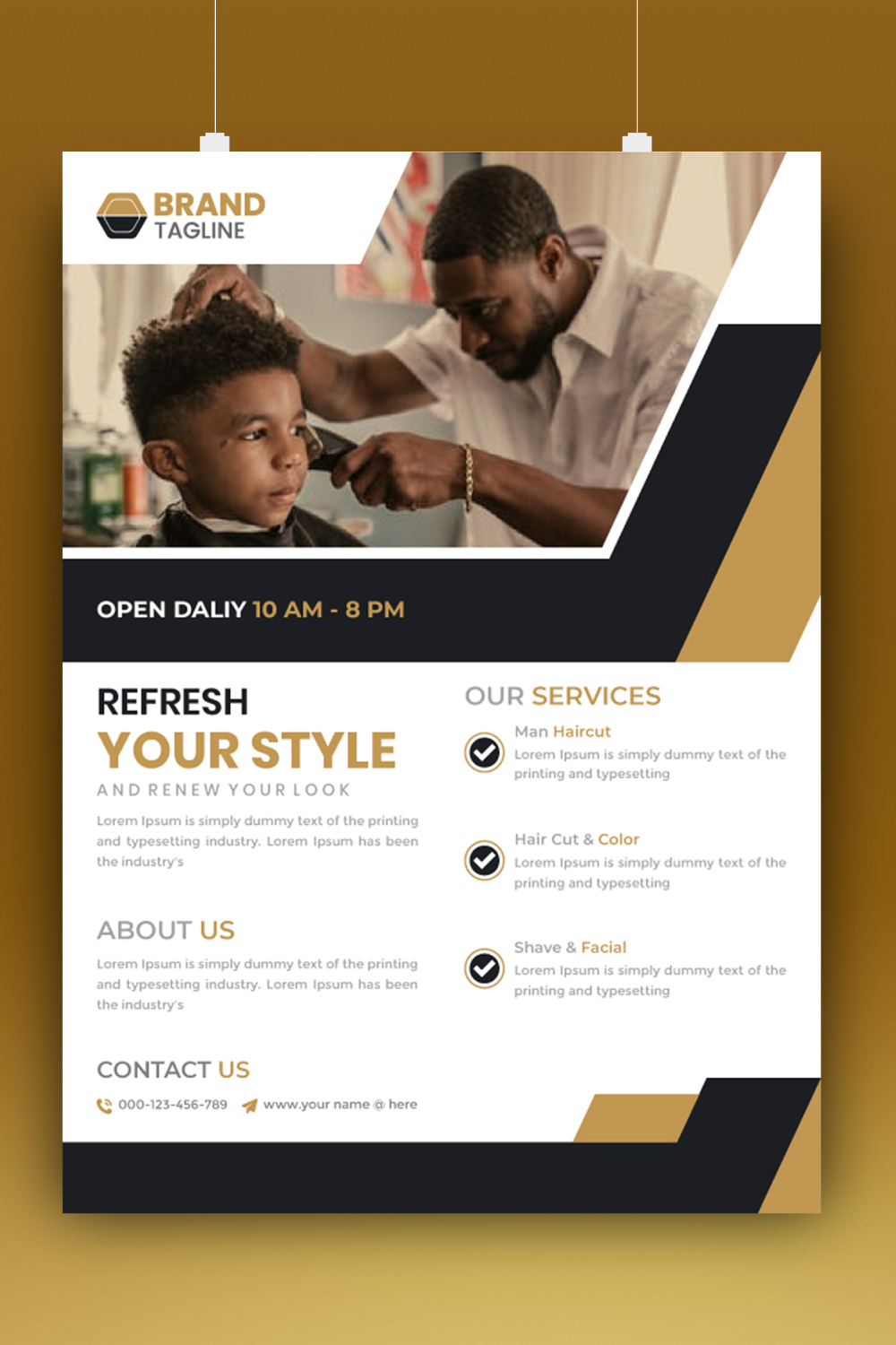 Modern Barbershop Business flyer template beauty salon Poster Design pinterest preview image.