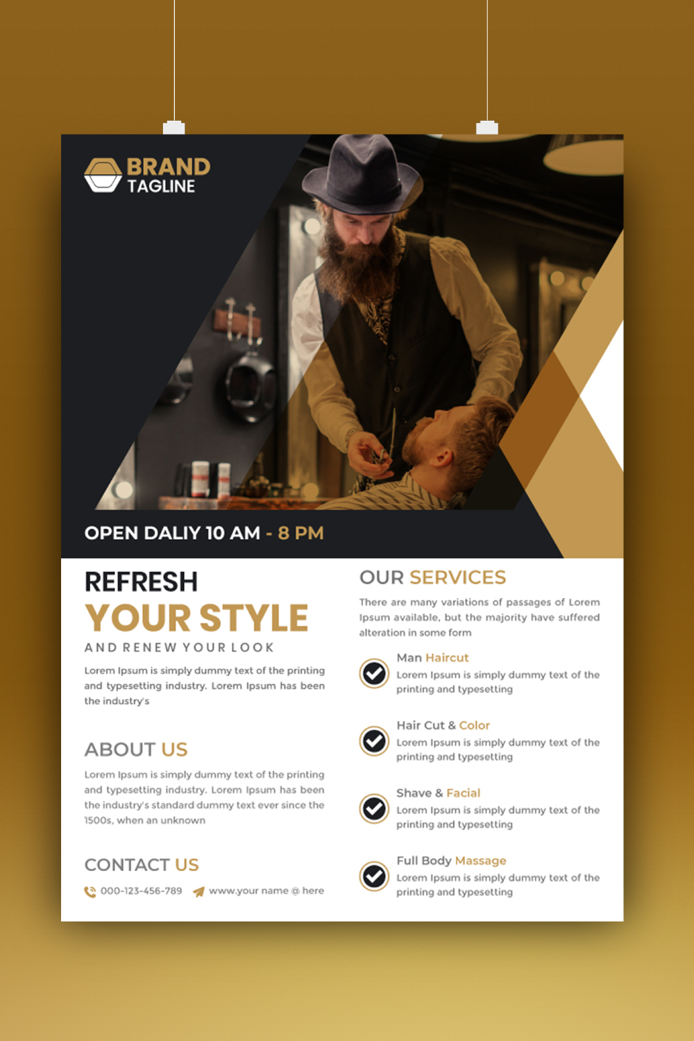 Modern Barbershop Business flyer template beauty salon Poster Design pinterest preview image.