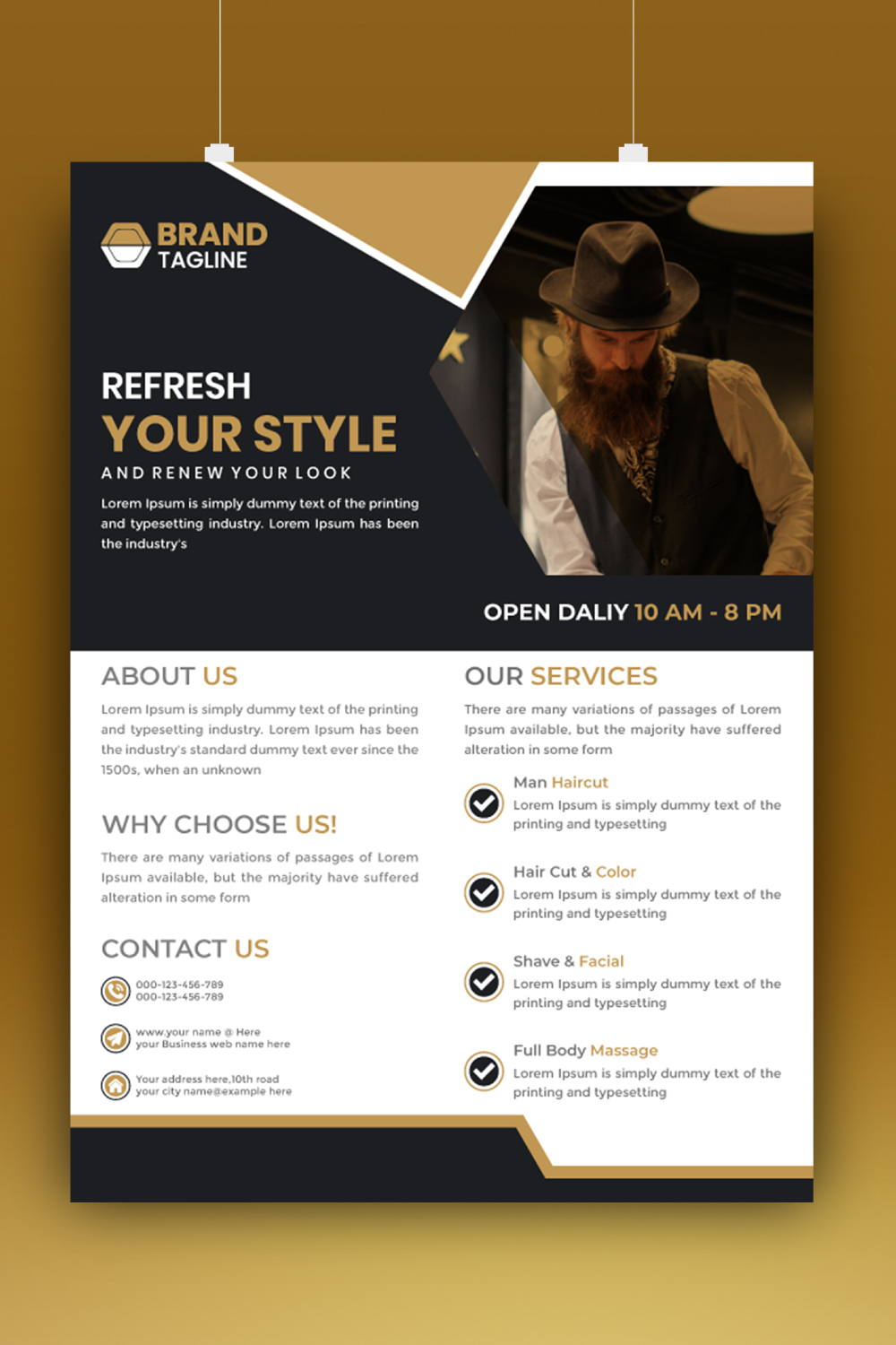 Modern Barbershop Business flyer template beauty salon Poster Design pinterest preview image.