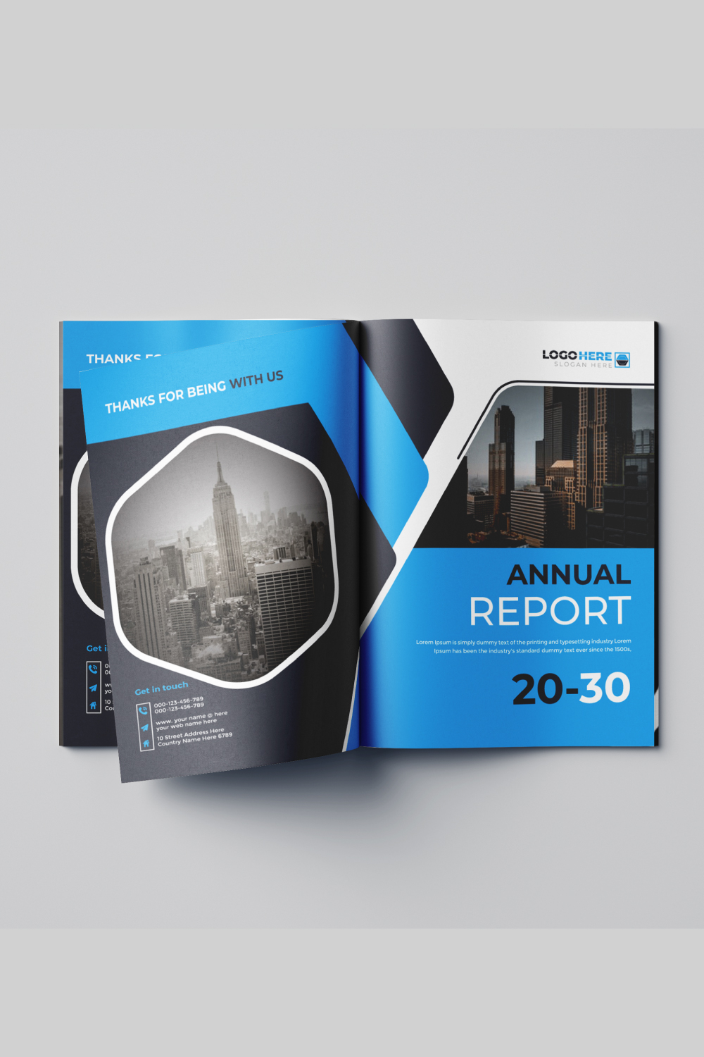 annual report front and back pages Company profile brochure template pinterest preview image.