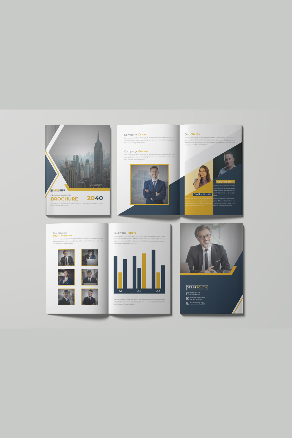 Creative Business bifold brochure and company profile template pinterest preview image.