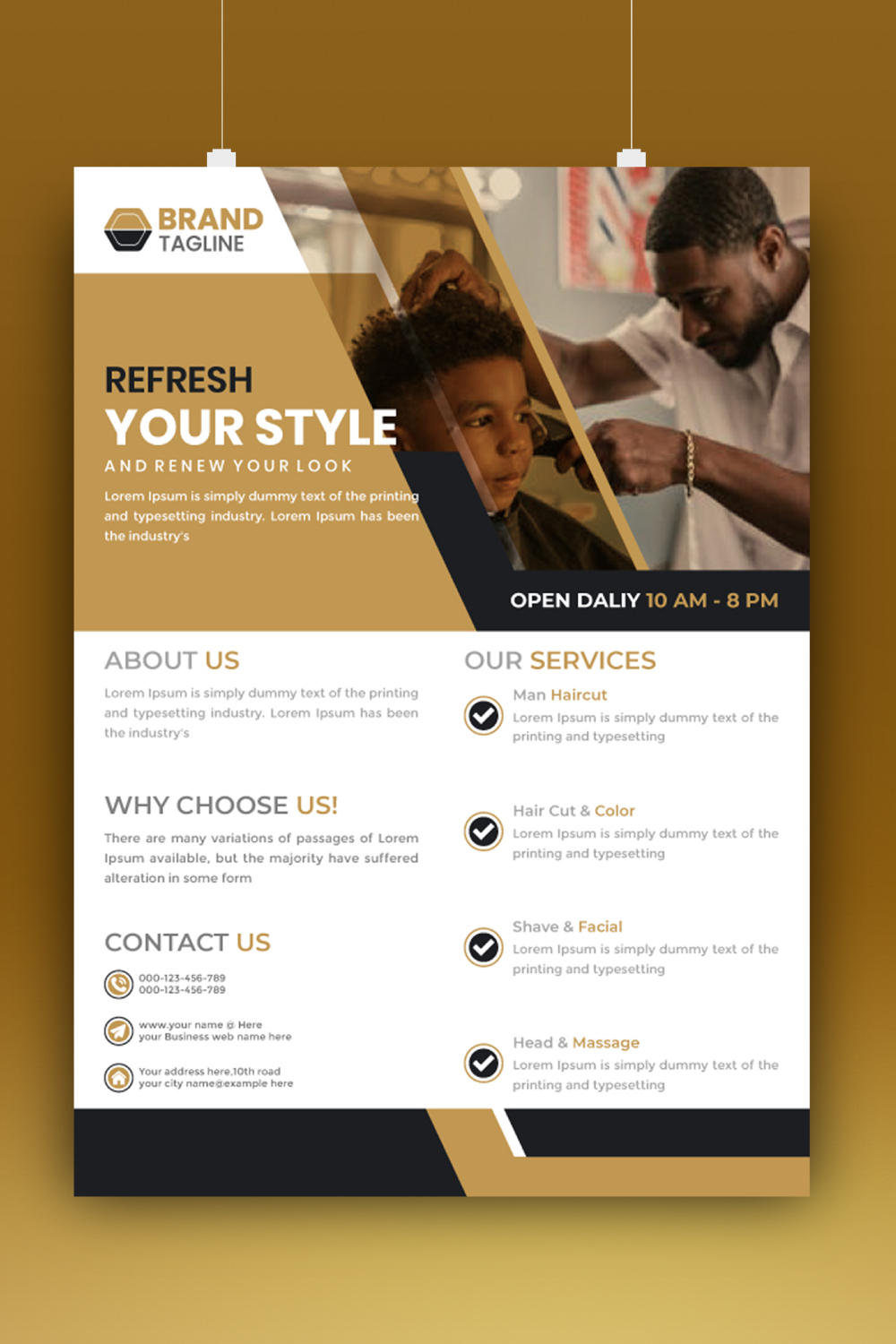 Modern Barbershop Business flyer template beauty salon Poster Design pinterest preview image.