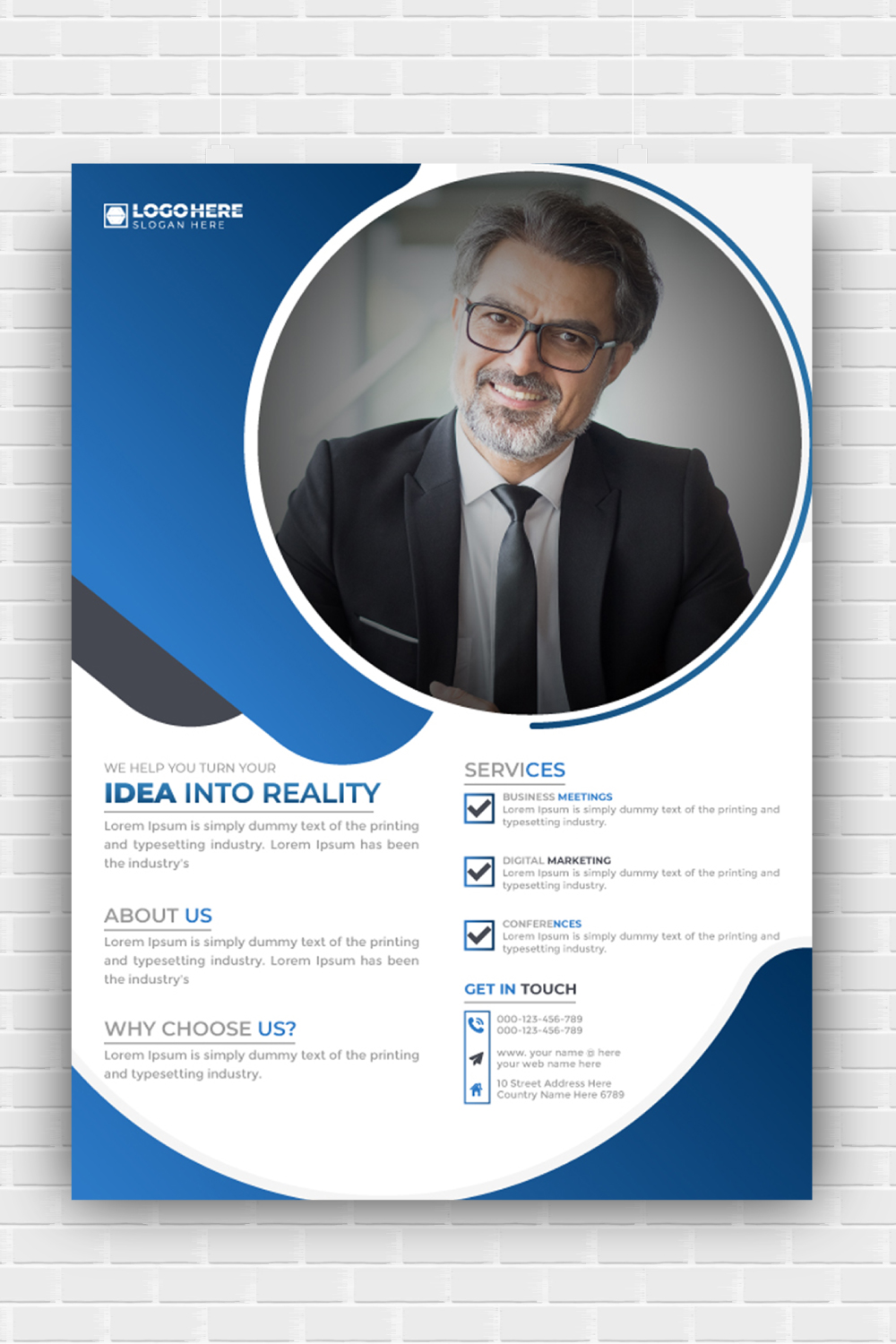 Corporate business flyer and company proposal template pinterest preview image.