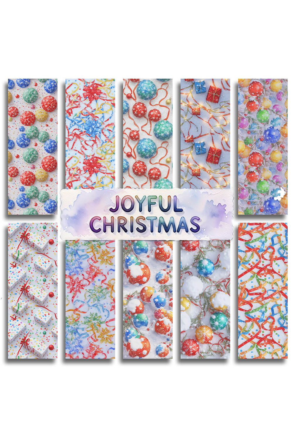 Joyful Christmas: Seamless Patterns pinterest preview image.