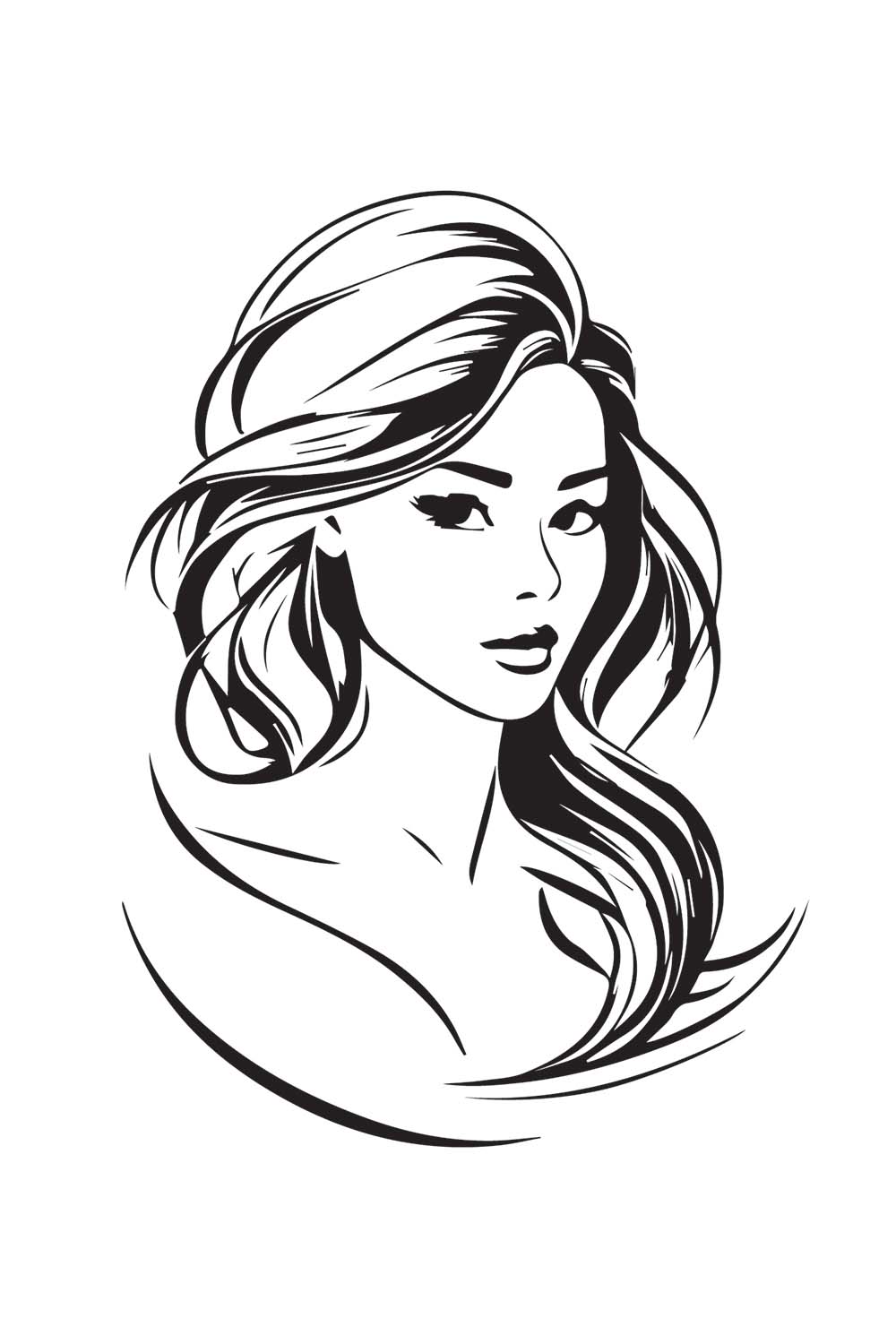Beauty girl black and white logo pinterest preview image.