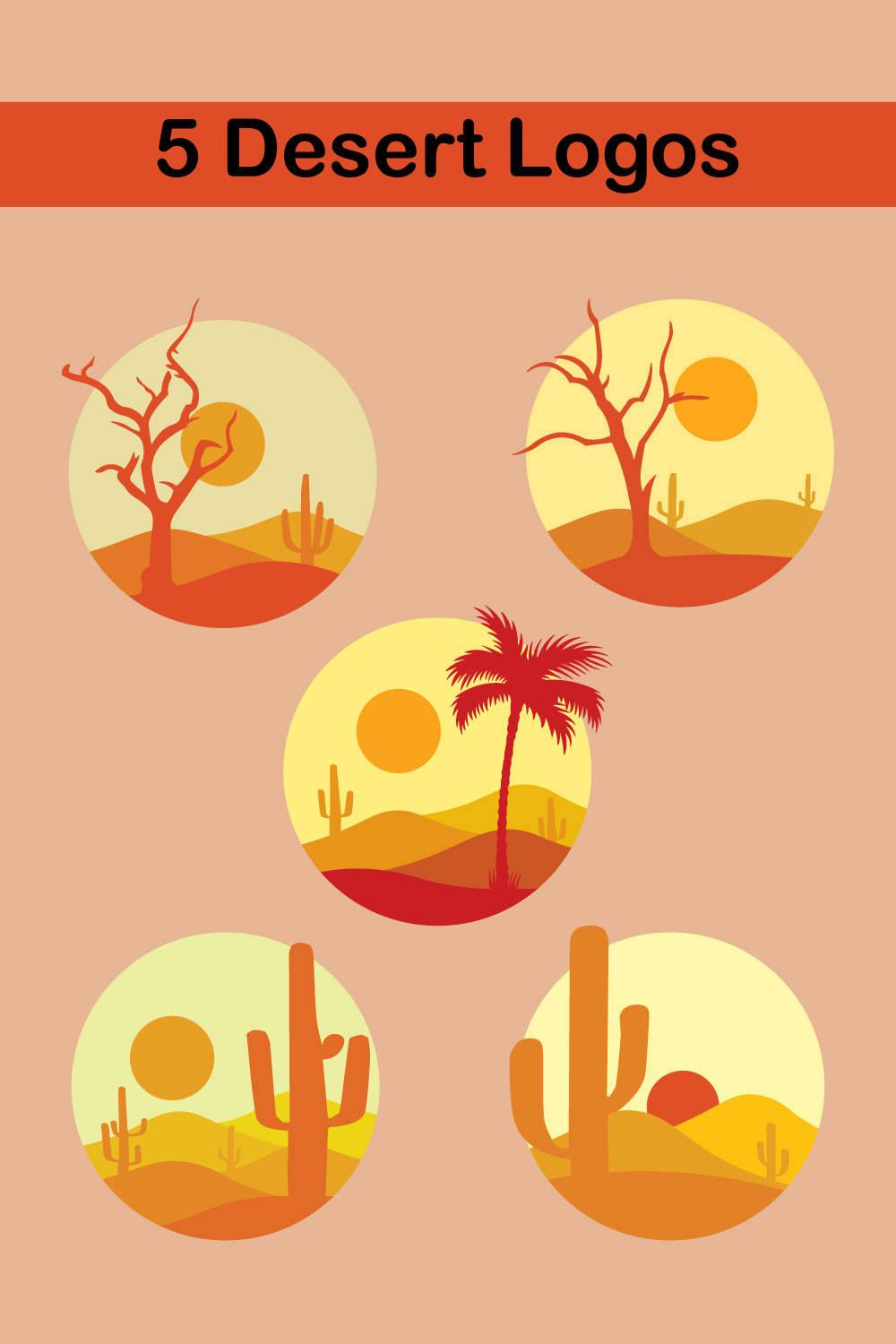 5 Desert Logos pinterest preview image.
