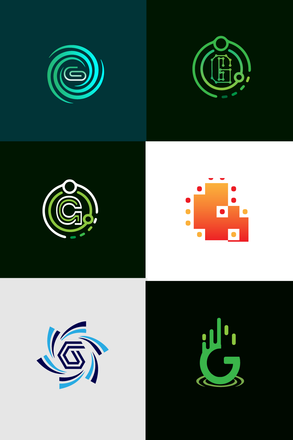 G Letter 6 Unique Concepts Logo Design pinterest preview image.